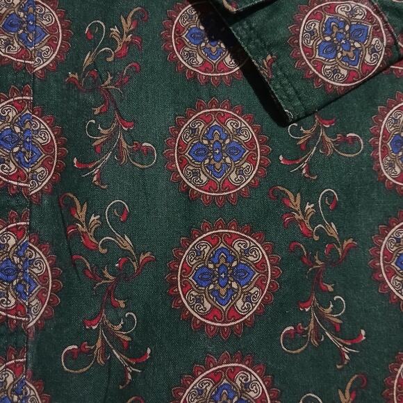 VTG NWT INTROSPECT Men's Large Long-Sleeved Bold Pattern Button-Up Green Shirt - Picture 5 of 13